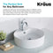 Kraus Elavo Round Vessel Ceramic Bathroom Sink with Overflow, 18 in.