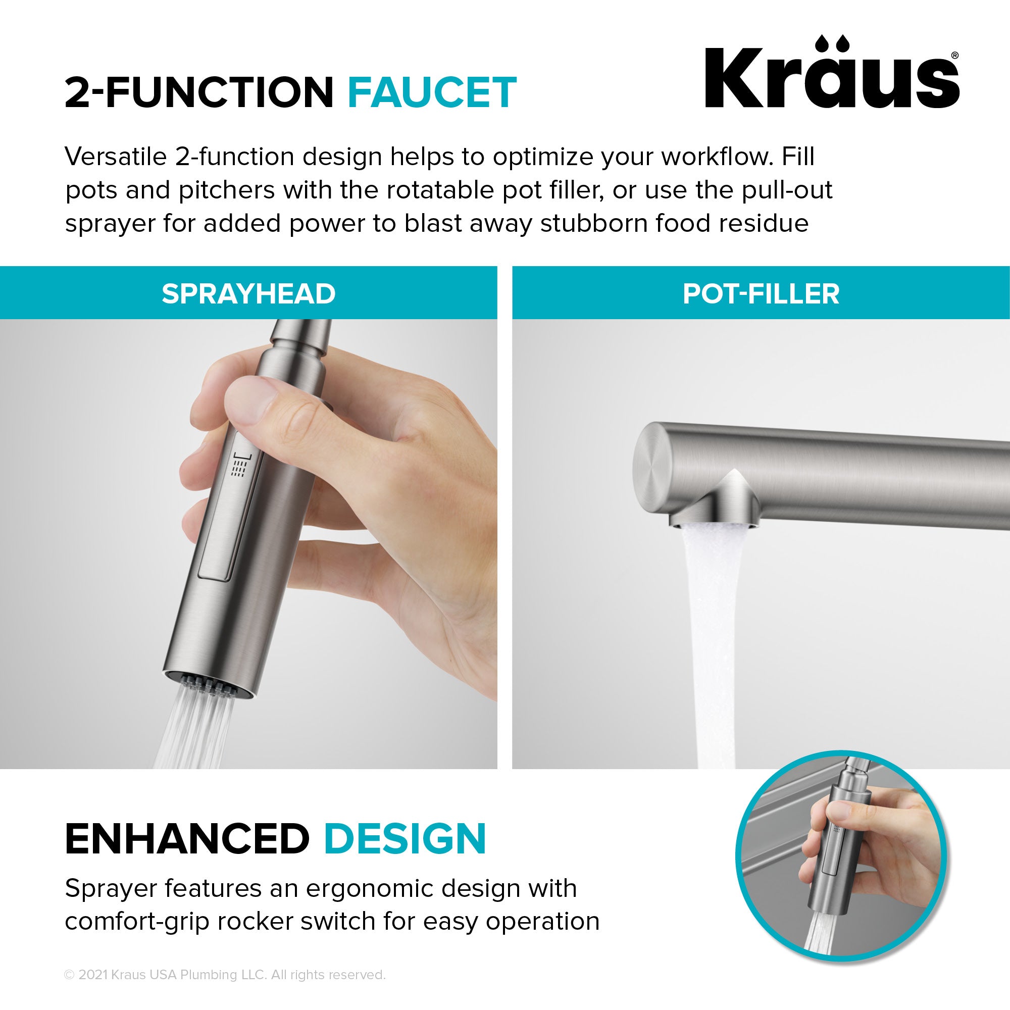 Kraus Artec Pro Commercial Style Pull-Down Single Handle Kitchen Faucet with Pot Filler