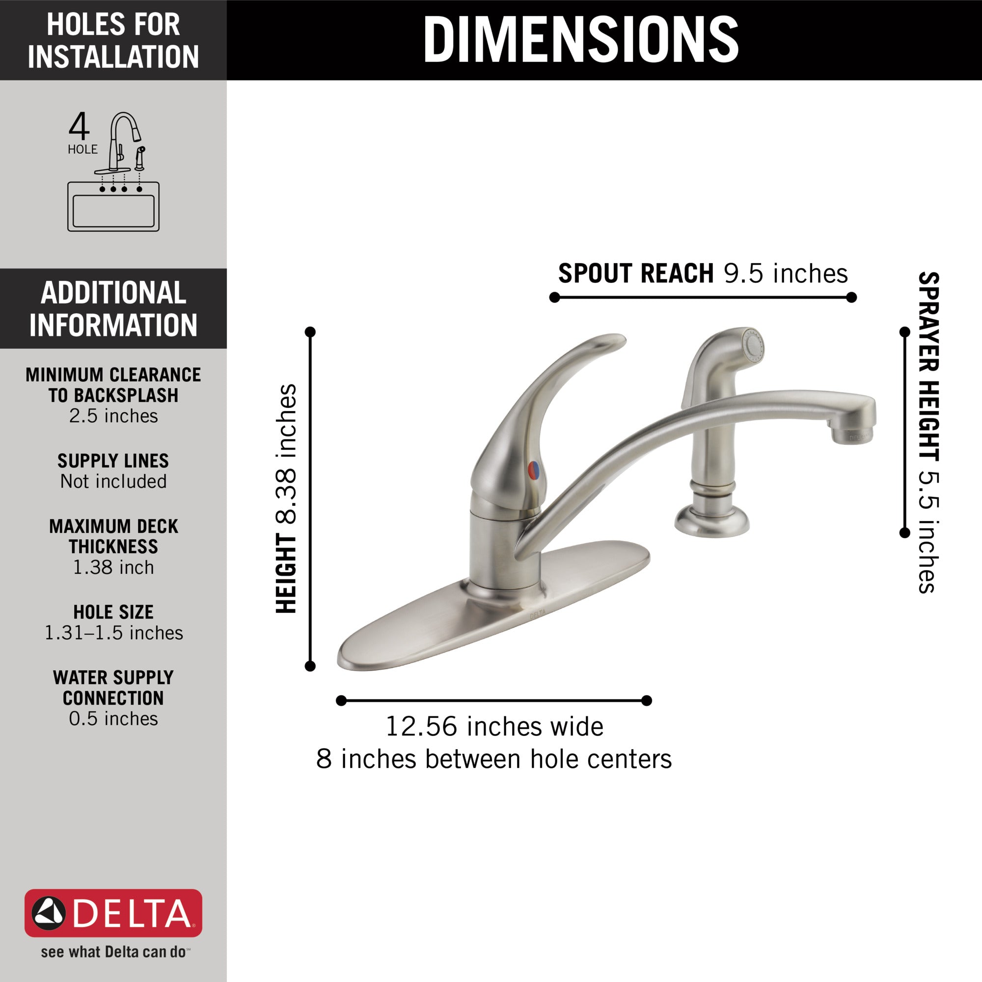 Delta Foundations Single Handle Kitchen Faucet 1.8 GPM Certified Refurbished