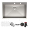 KRAUS Pax Zero-Radius 33” Single Bowl Stainless Steel Drop-In Kitchen Sink with 2 Pre-Drilled Holes