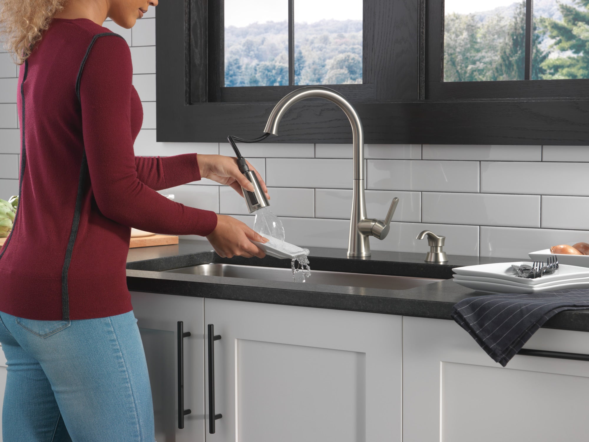 Delta Greydon Pull-Down Kitchen Faucet with Soap