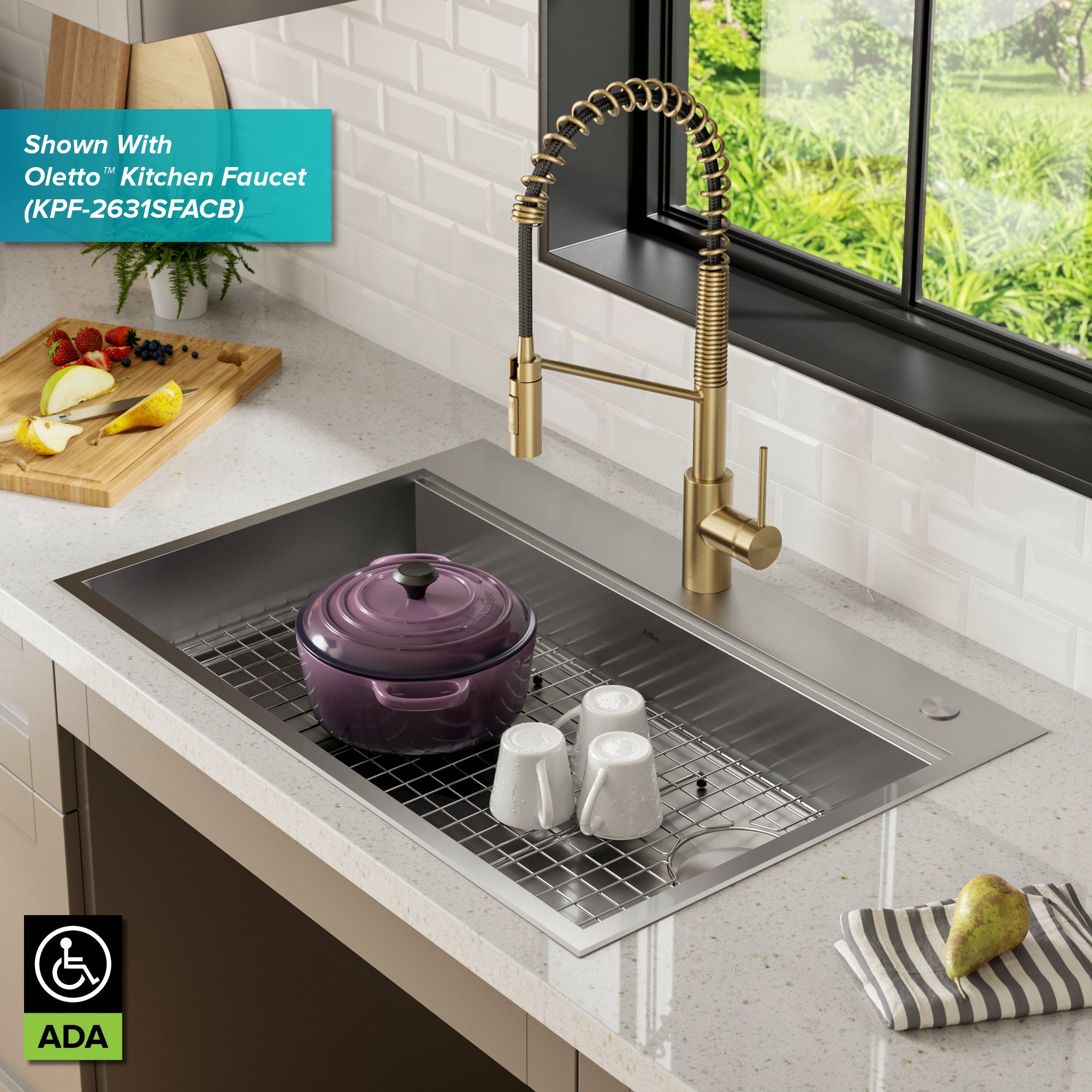 Kraus ADA Workstation 33 inch 55 Stainless Steel Kitchen Sink Certified Refurbished