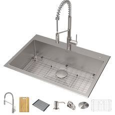 Kraus 33 in. Stainless Steel Kitchen Sink with Pull-Down Faucet