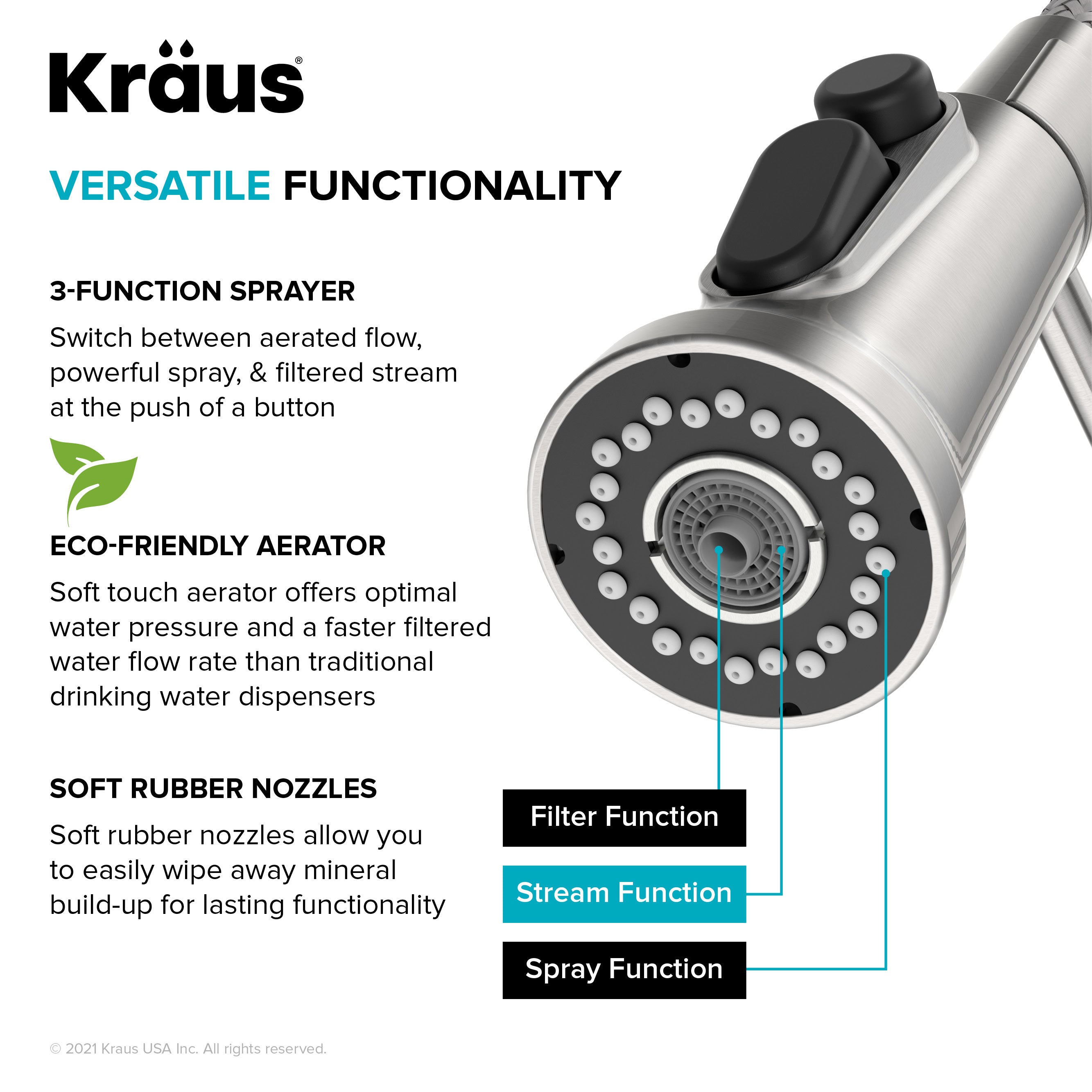 KRAUS Britt 2-in-1 Commercial Style Pull-Down Single Handle Water Filter Kitchen Faucet for Reverse Osmosis or Water Filtration System