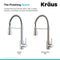 Kraus Commercial Style Kitchen Faucet with Spring Spout and 3-Function Pull-Down Sprayer
