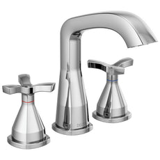 Delta Stryke Two Handle Widespread Bathroom Sink Faucet Metal Pop-Up