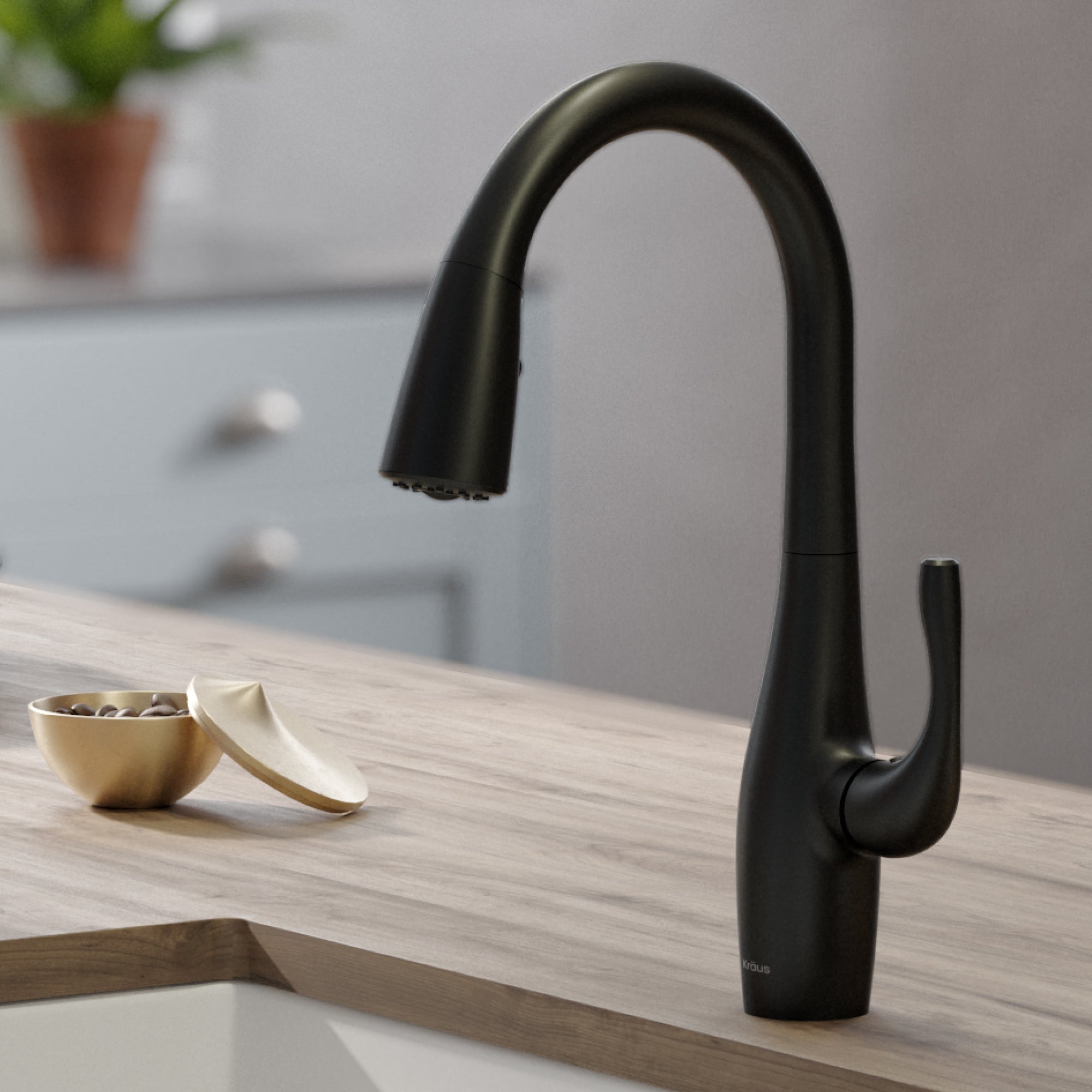 Kraus Esina Matte Black Finish Dual Function Pull-Down Kitchen Faucet