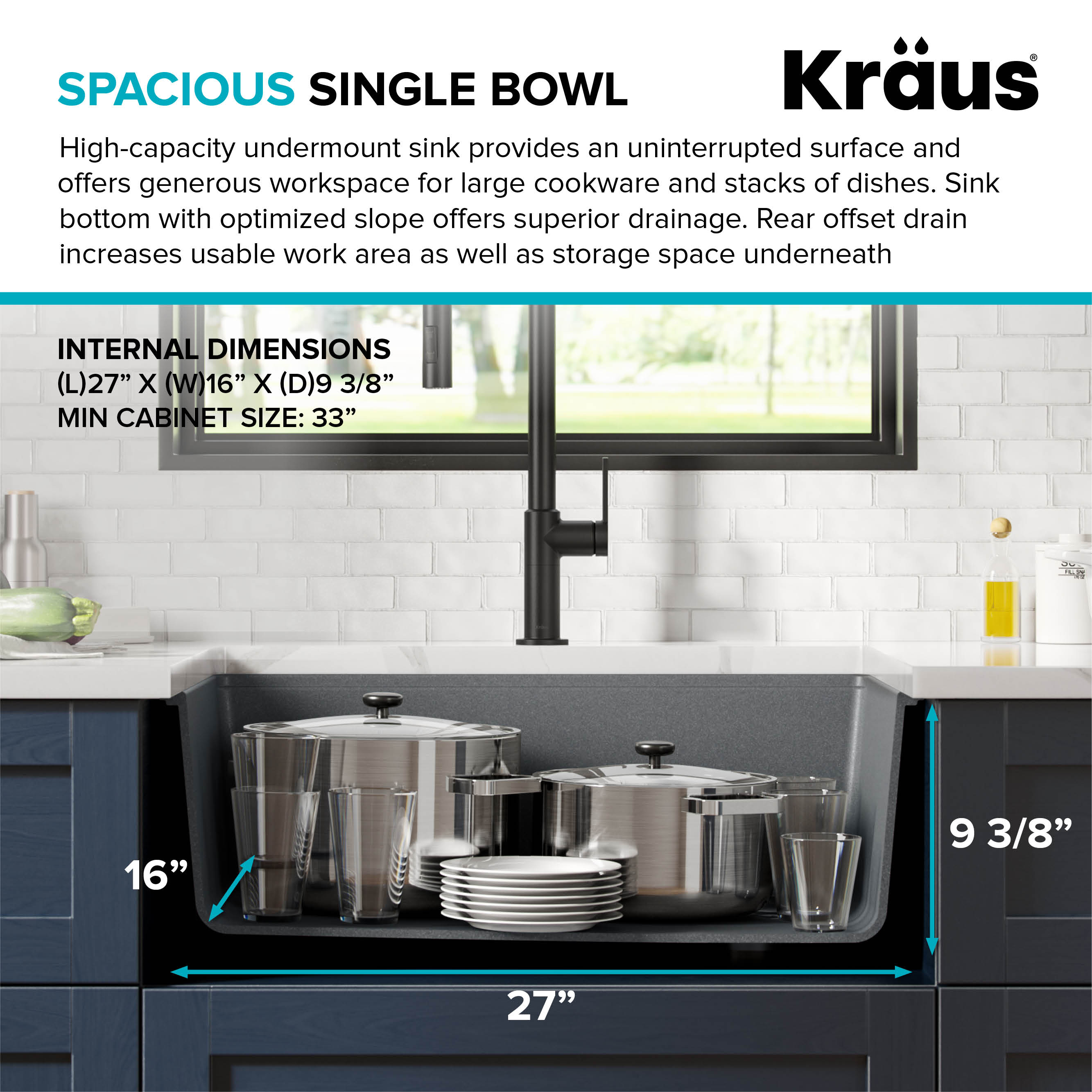 Kraus Bellucci 30 in. Undermount Granite Composite Single Bowl Kitchen Sink