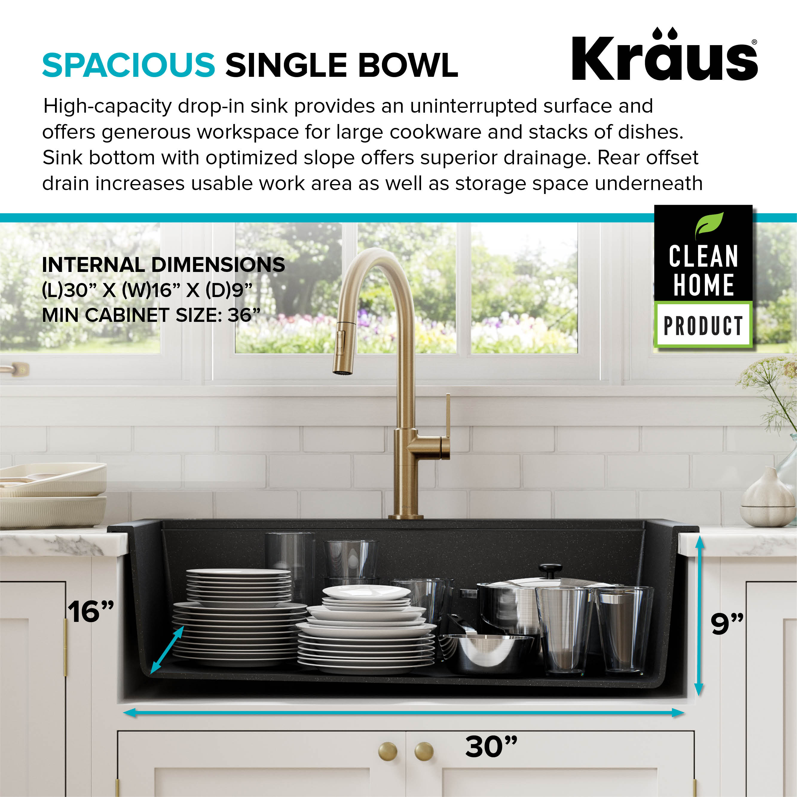 Kraus Bellucci 33 in. DropIn Granite Composite Kitchen Sink