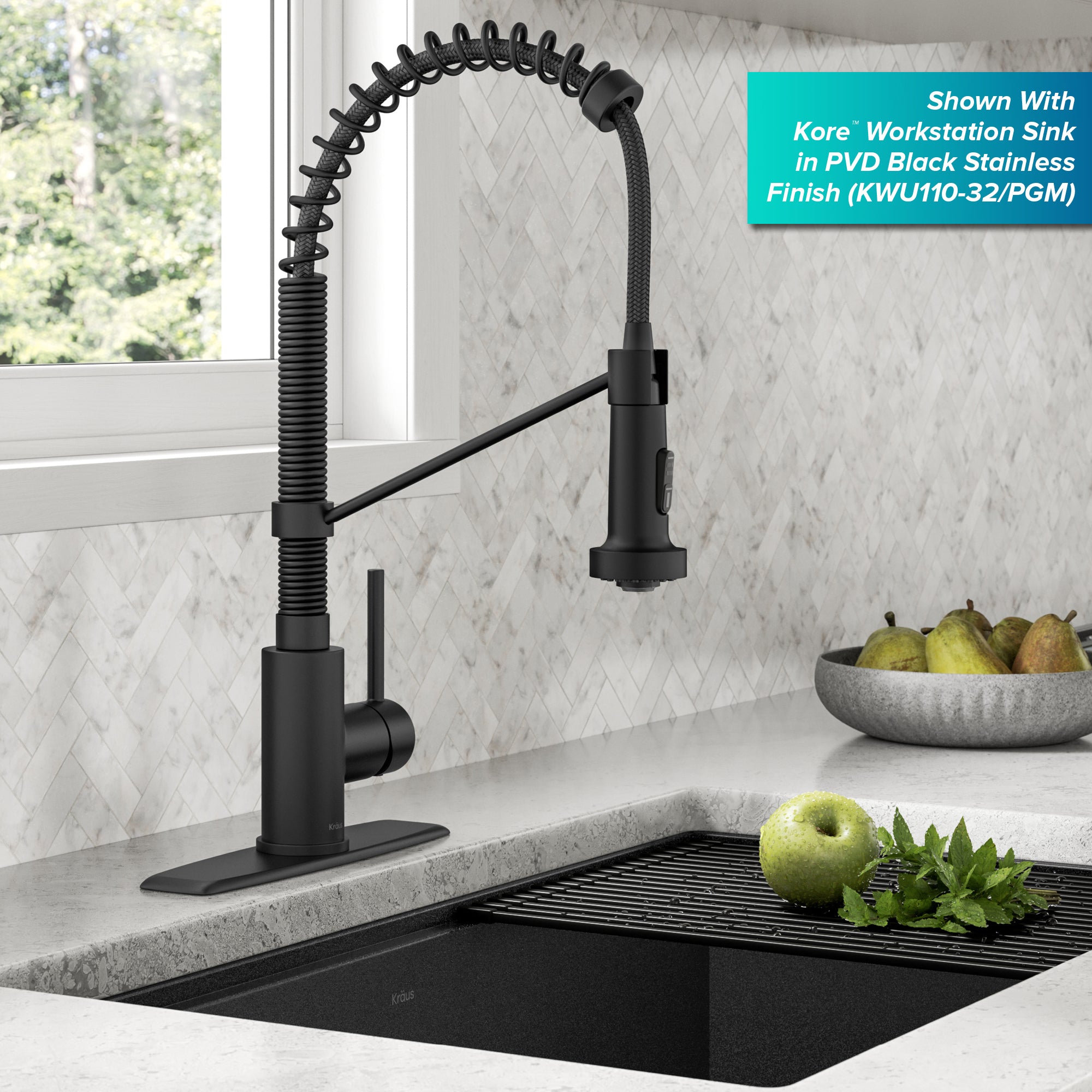 Kraus Bolden 18 in. Commercial Style Pull-Down Single Handle Kitchen Faucet with Deck Plate