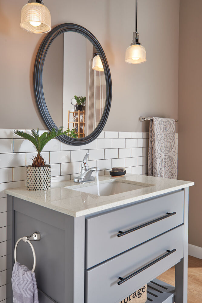 Delta Foundations Centerset Bathroom Sink Faucet Plastic Pop-Up