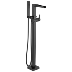 Delta Ara: Single Handle Floor Mount Channel Spout Tub Filler Trim with Hand Shower