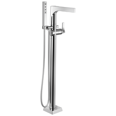 Delta Zura: Single Handle Floor Mount Tub Filler Trim with Hand Shower