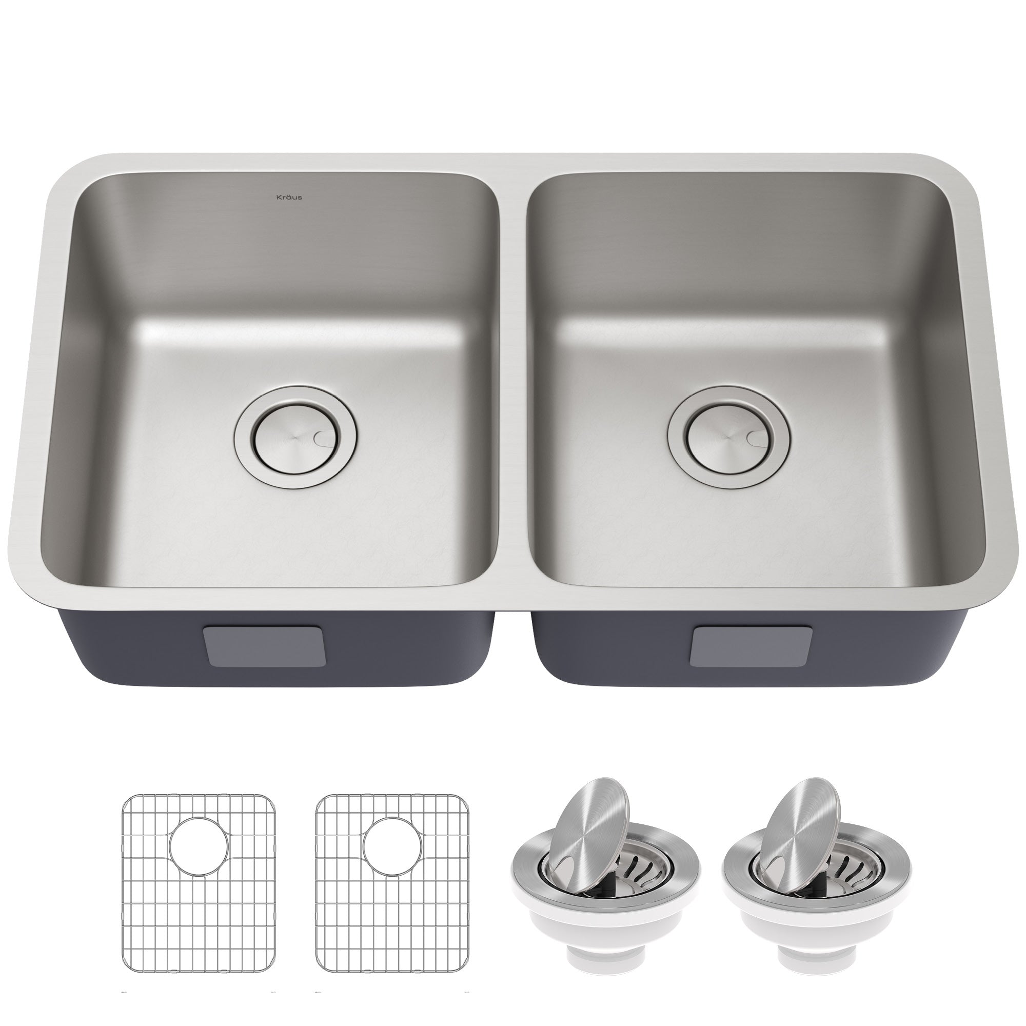 Kraus Dex 33 in. Undermount 16 Gauge Stainless Double Bowl Kitchen Sink