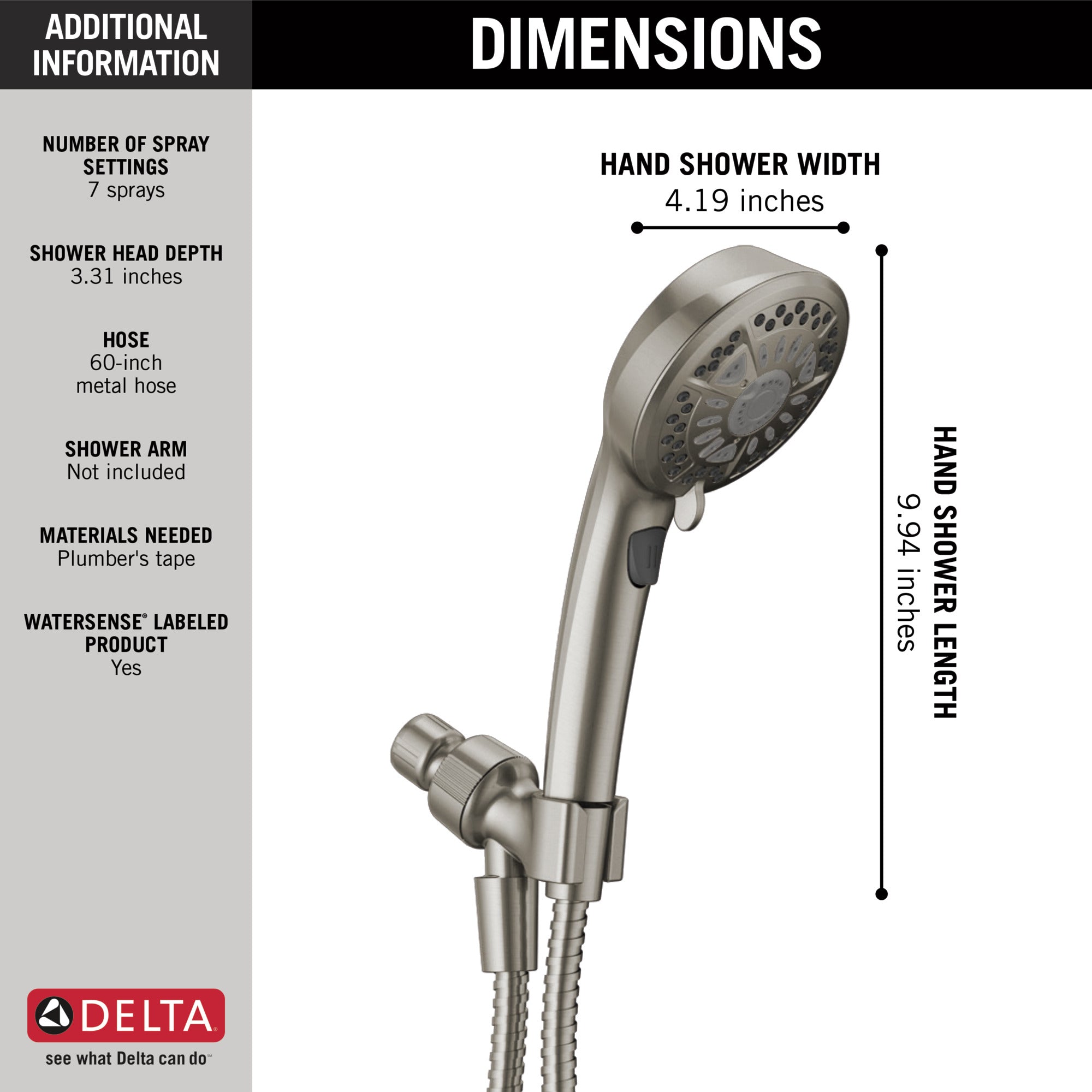 Delta 7-Setting Hand Shower