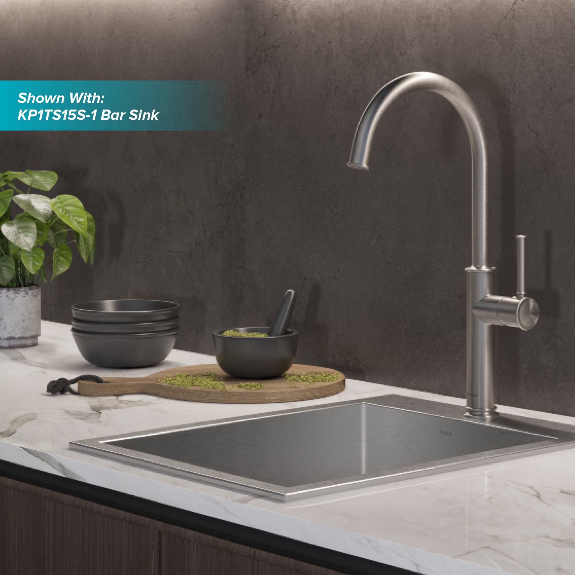 Kraus Sellette Spot Free Stainless Steel Finish Kitchen Bar Faucet