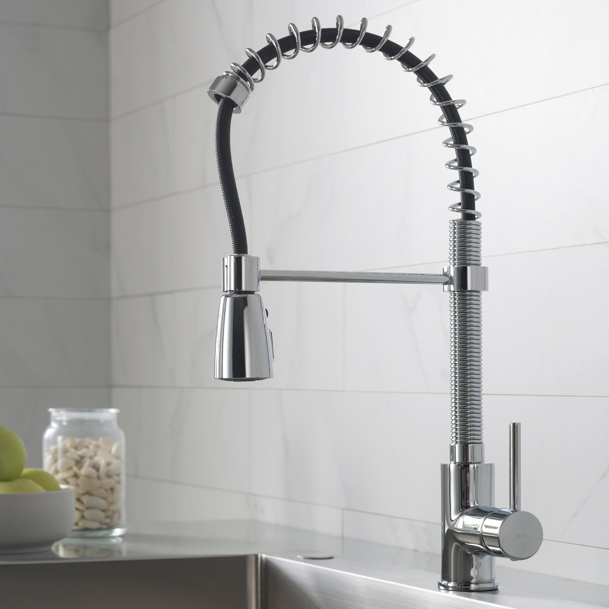 Kraus Commercial Style Kitchen Faucet with Spring Spout and 3-Function Pull-Down Sprayer