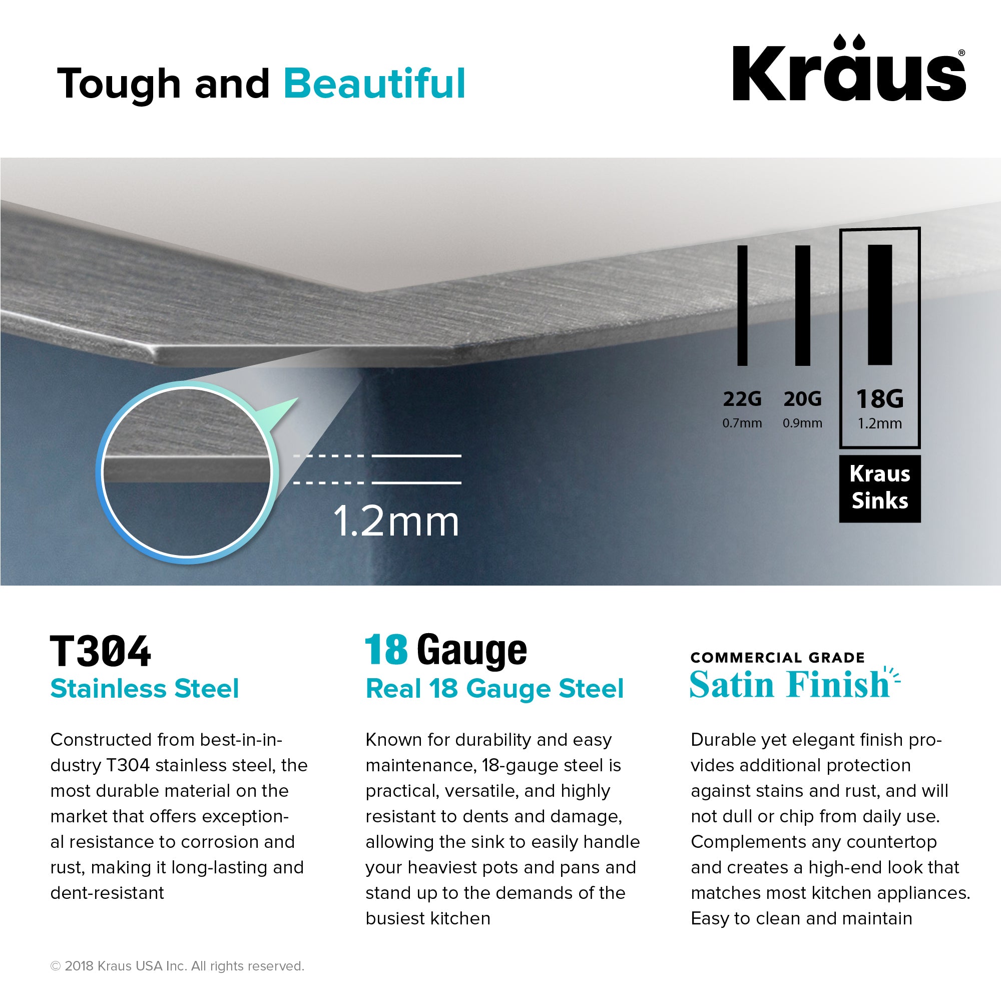 KRAUS Pax Zero-Radius 14 ½ in. 18 Gauge Undermount Single Bowl Kitchen Bar Sink