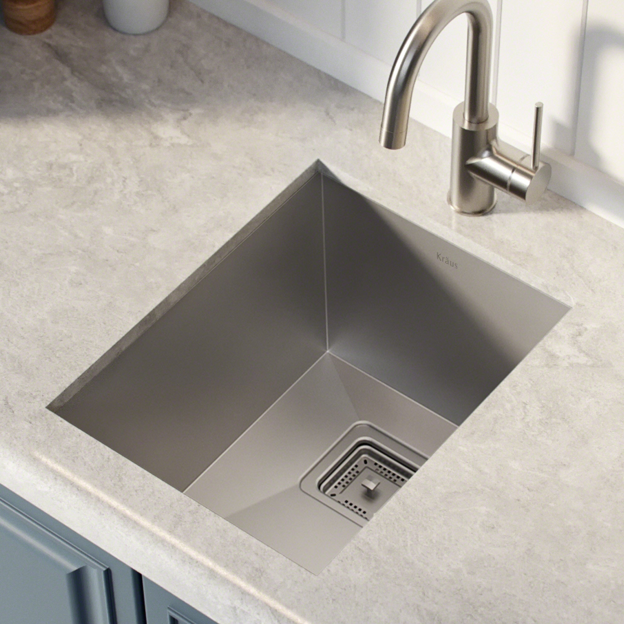 KRAUS Pax Zero-Radius 14 ½ in. 18 Gauge Undermount Single Bowl Kitchen Bar Sink