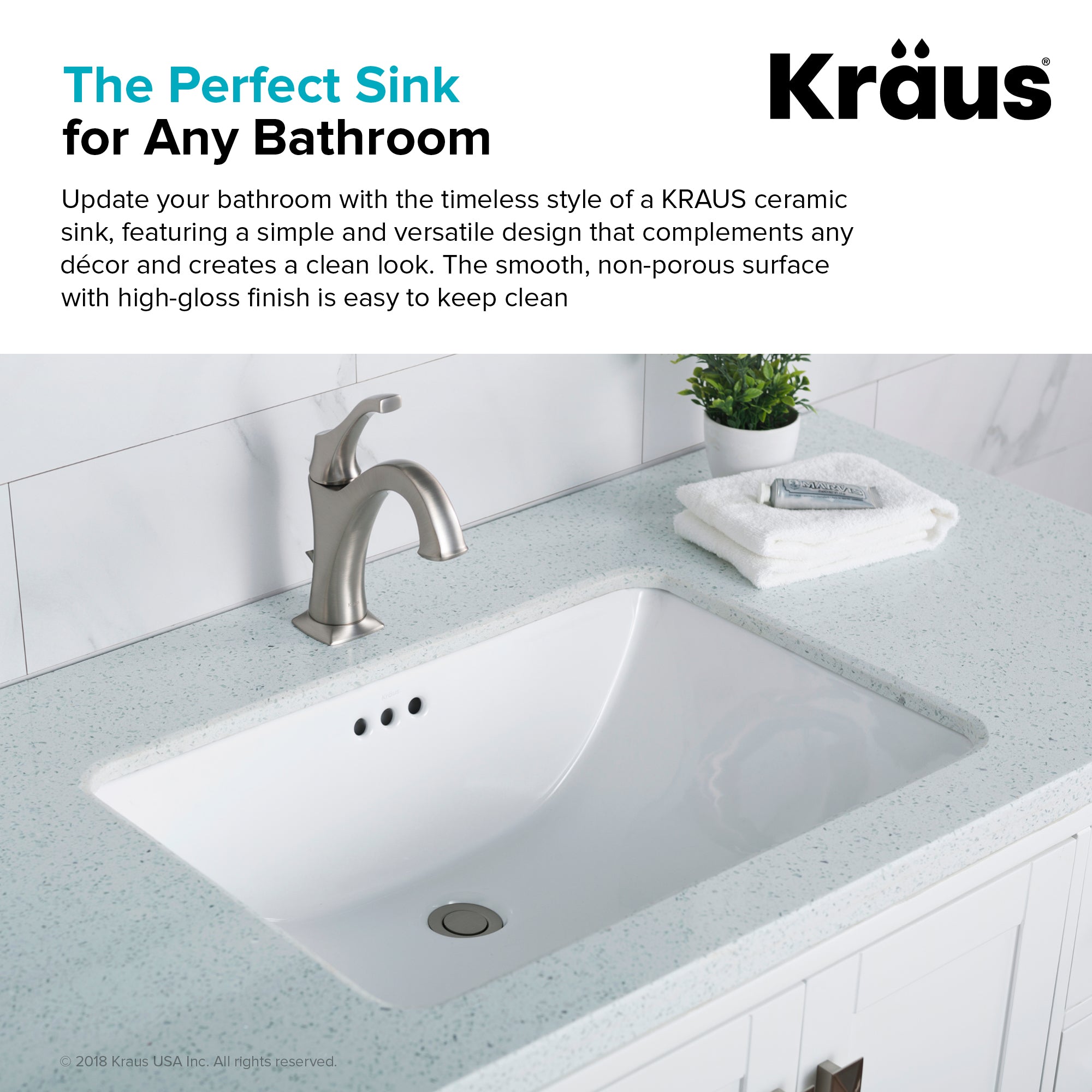 Kraus Elavo 23 in. Rectangular Undermount Porcelain Ceramic Bathroom Sink with Overflow