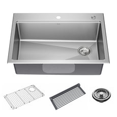 Delta Emery 30” Workstation Kitchen Sink Drop-In Undermount Single Bowl with WorkFlow Ledge and Accessories