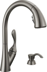 Delta Ashton Single Handle Pull-Down Kitchen Faucet with Soap Dispenser and ShieldSpray Technology Certified Refurbished