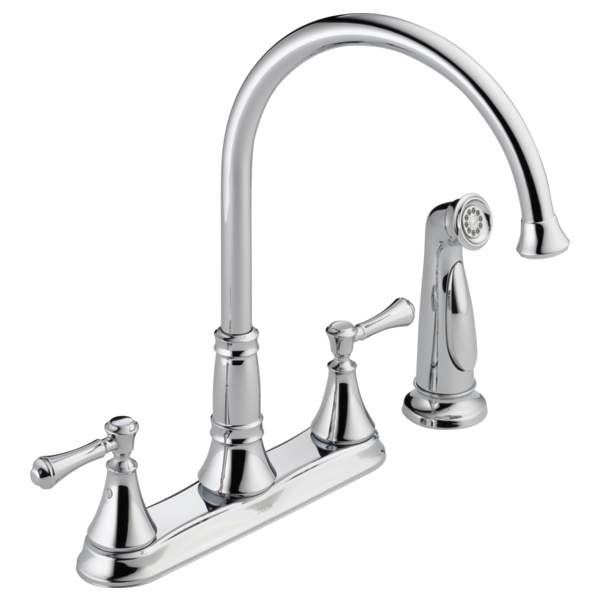 Delta Cassidy 2 Handle Kitchen Faucet with Sprayer Certified Refurbished