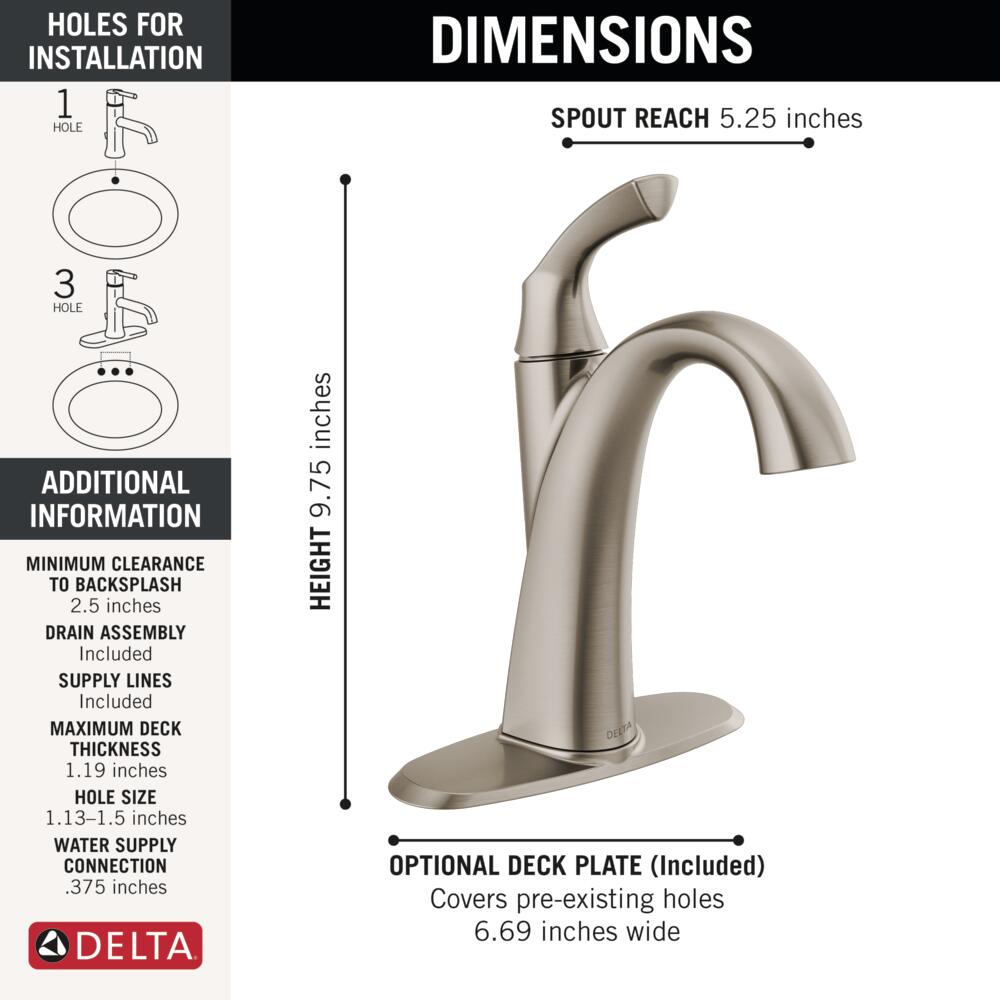 Delta Sandover Single Handle Centerset Bathroom Sink Faucet