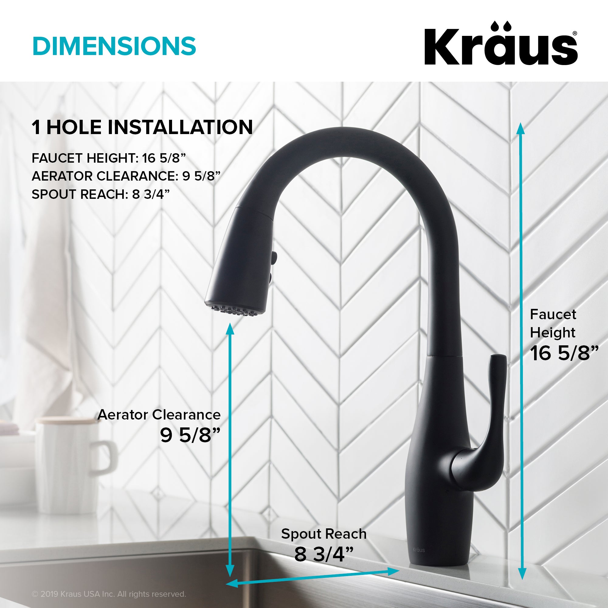 Kraus Esina Matte Black Finish Dual Function Pull-Down Kitchen Faucet