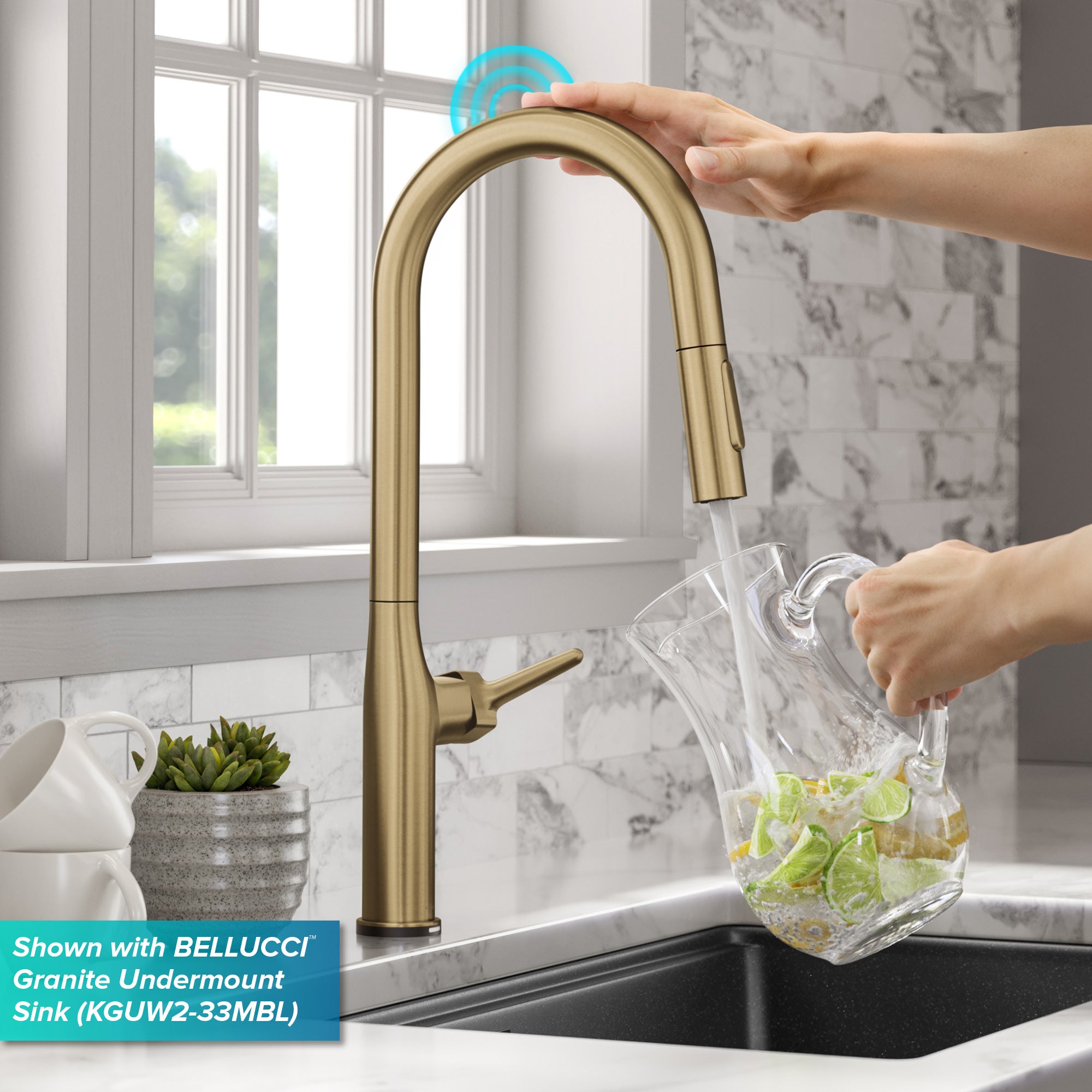 KRAUS Oletto Tall Modern Single Handle Touch Kitchen Sink Faucet with Pull-Down Sprayer