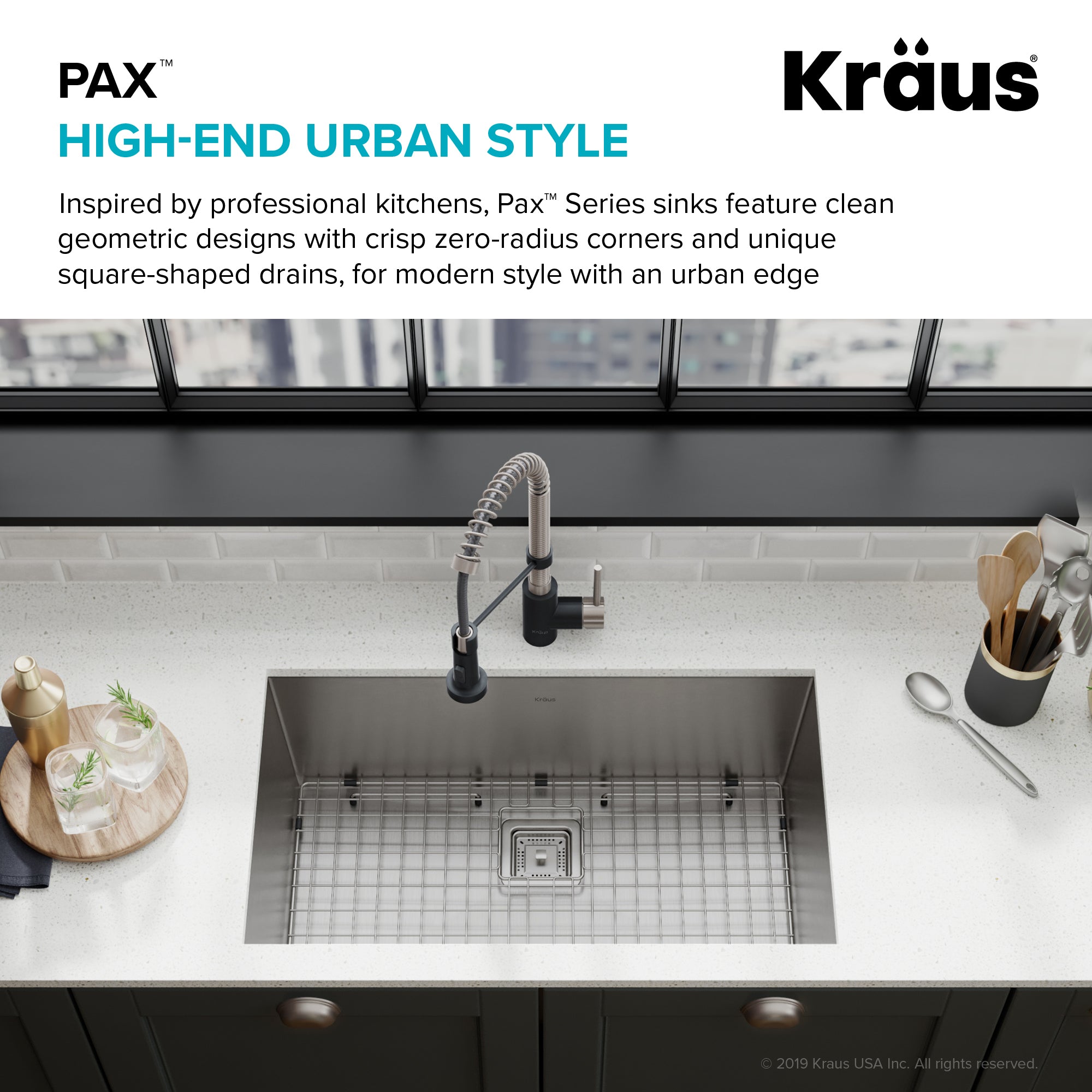 KRAUS Pax Zero-Radius 31 ½ in. 16 Gauge Undermount Single Bowl Kitchen Sink