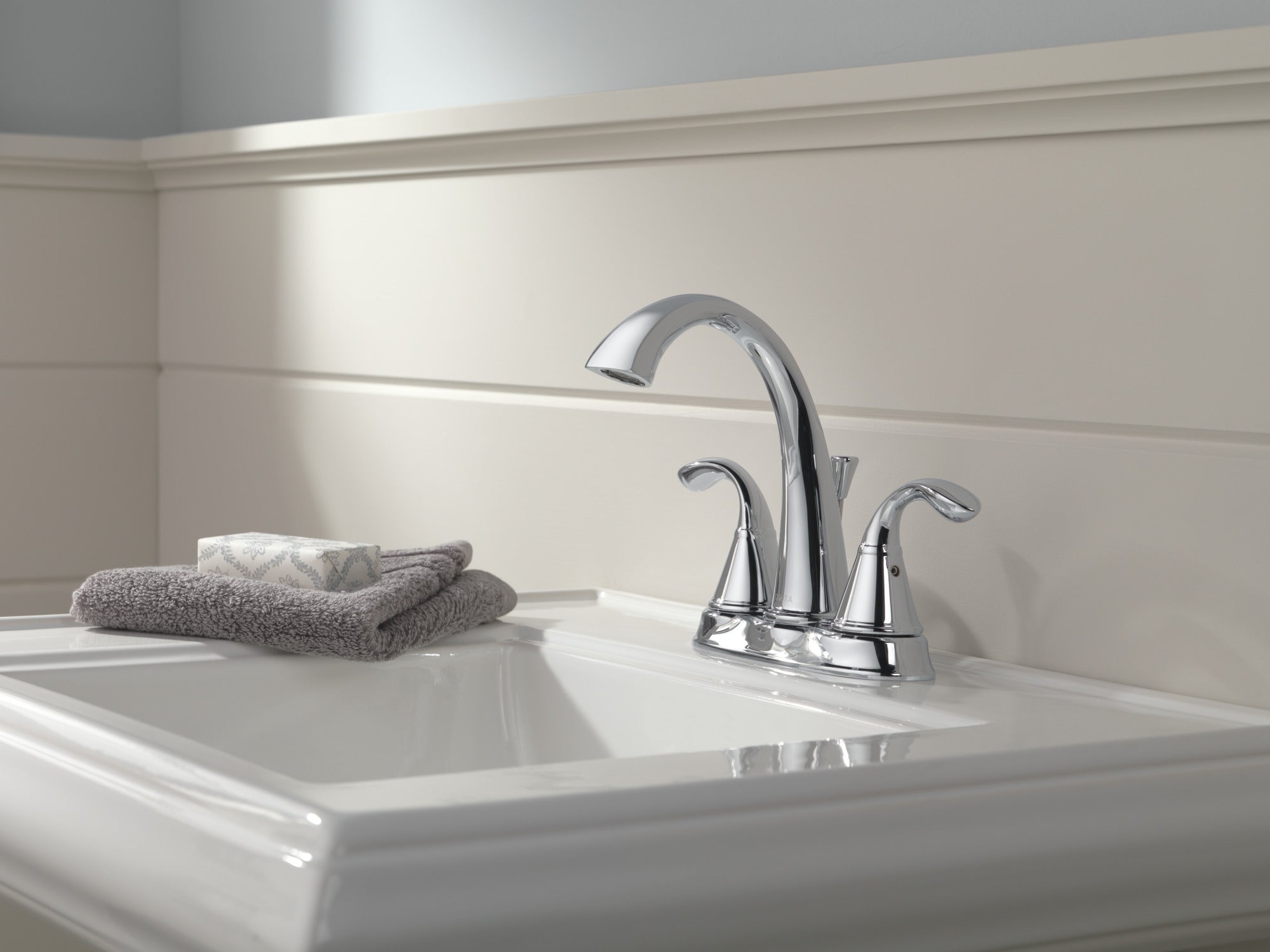 Delta Zella Two Handle Centerset Bathroom Faucet Certified Refurbished