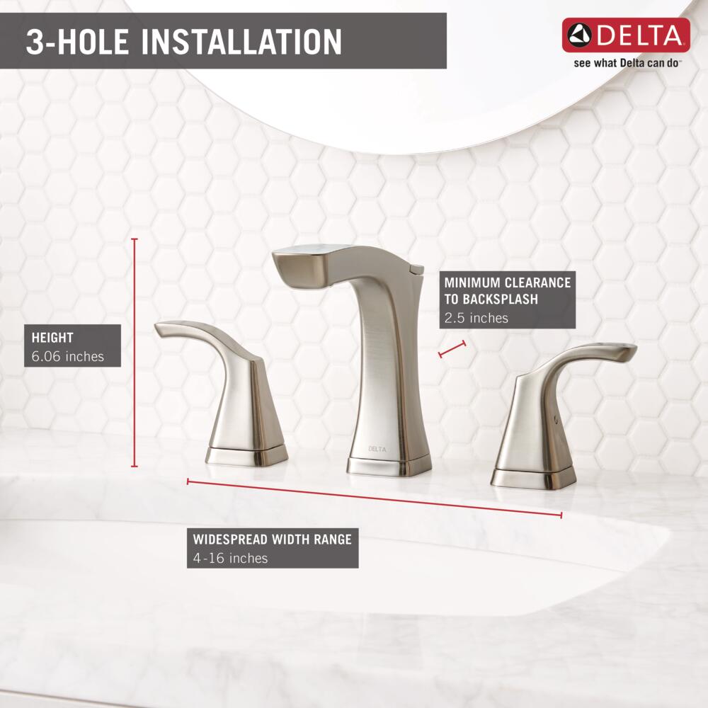 Delta Tesla 2 Handle Widespread Bathroom Sink Faucet with Metal Pop-Up  Certified Refurbished