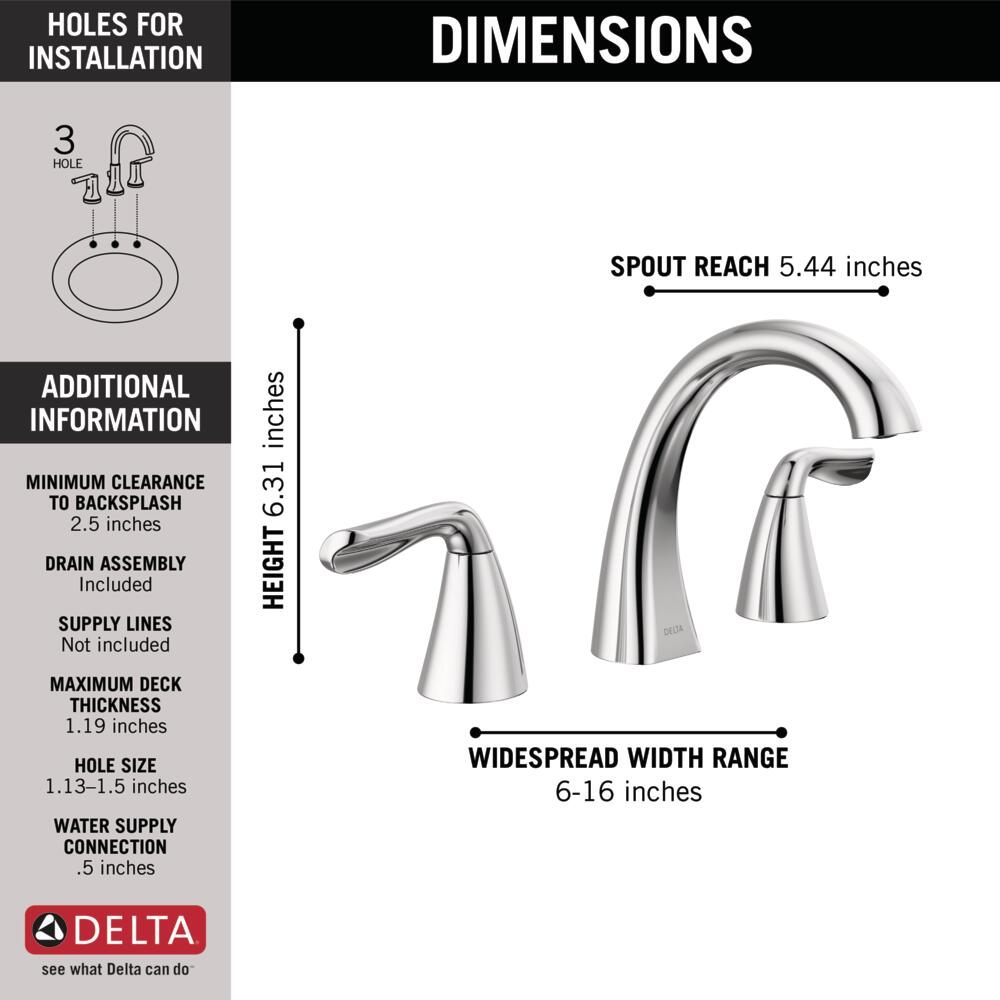 Delta Arvo Two Handle Widespread Bathroom Sink Faucet