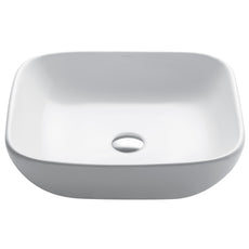 KRAUS Elavo Square Vessel Porcelain Ceramic Bathroom Sink, 18 inch