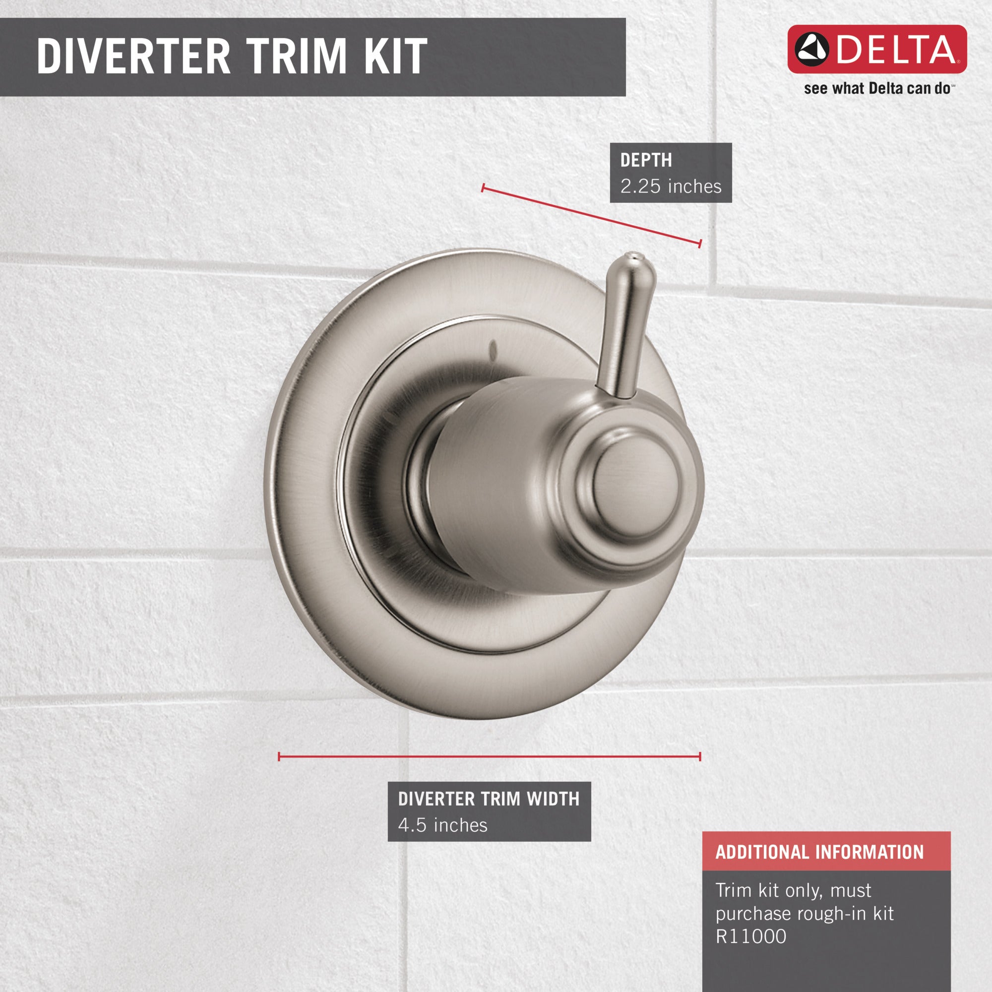 Delta Diverter Trim 3-Setting Single Handle Certified Refurbished