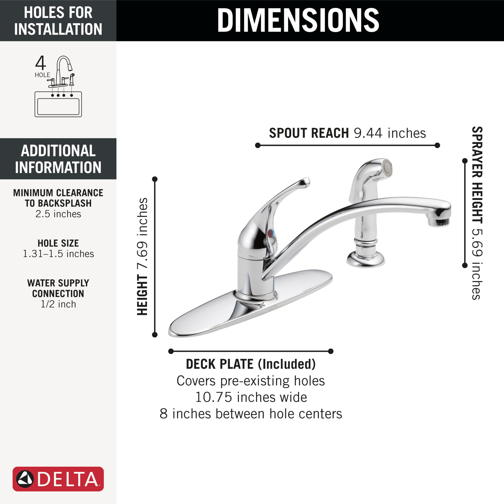 Delta Foundations Kitchen Faucet with Spray Certified Refurbished