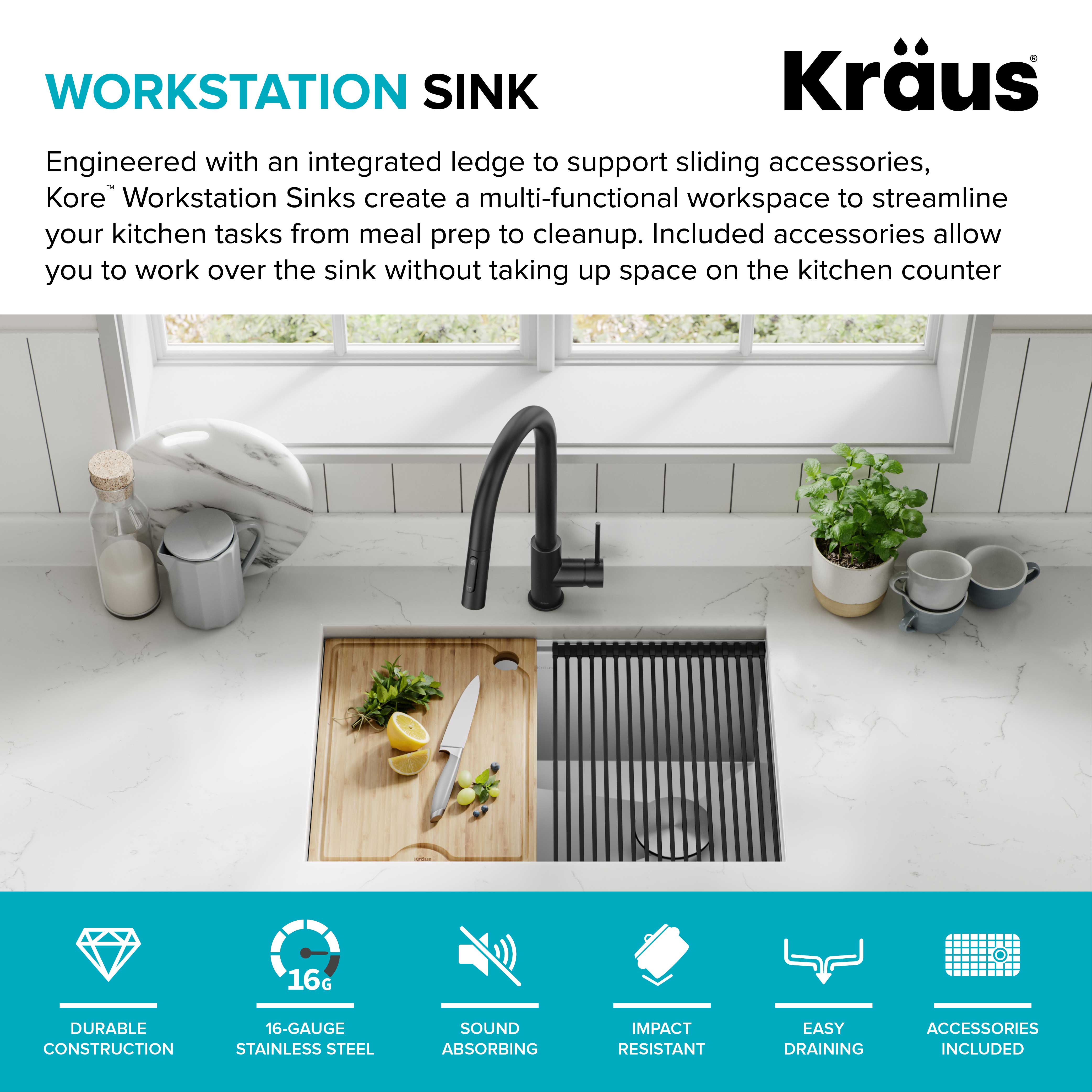 Kraus Kore 27 in. Undermount 16 Gauge Single Bowl Stainless Kitchen Sink  (5 pk.)