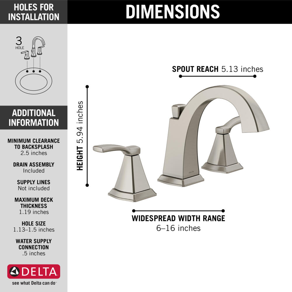 Delta Flynn Two Handle Widespread Bathroom Sink Faucet