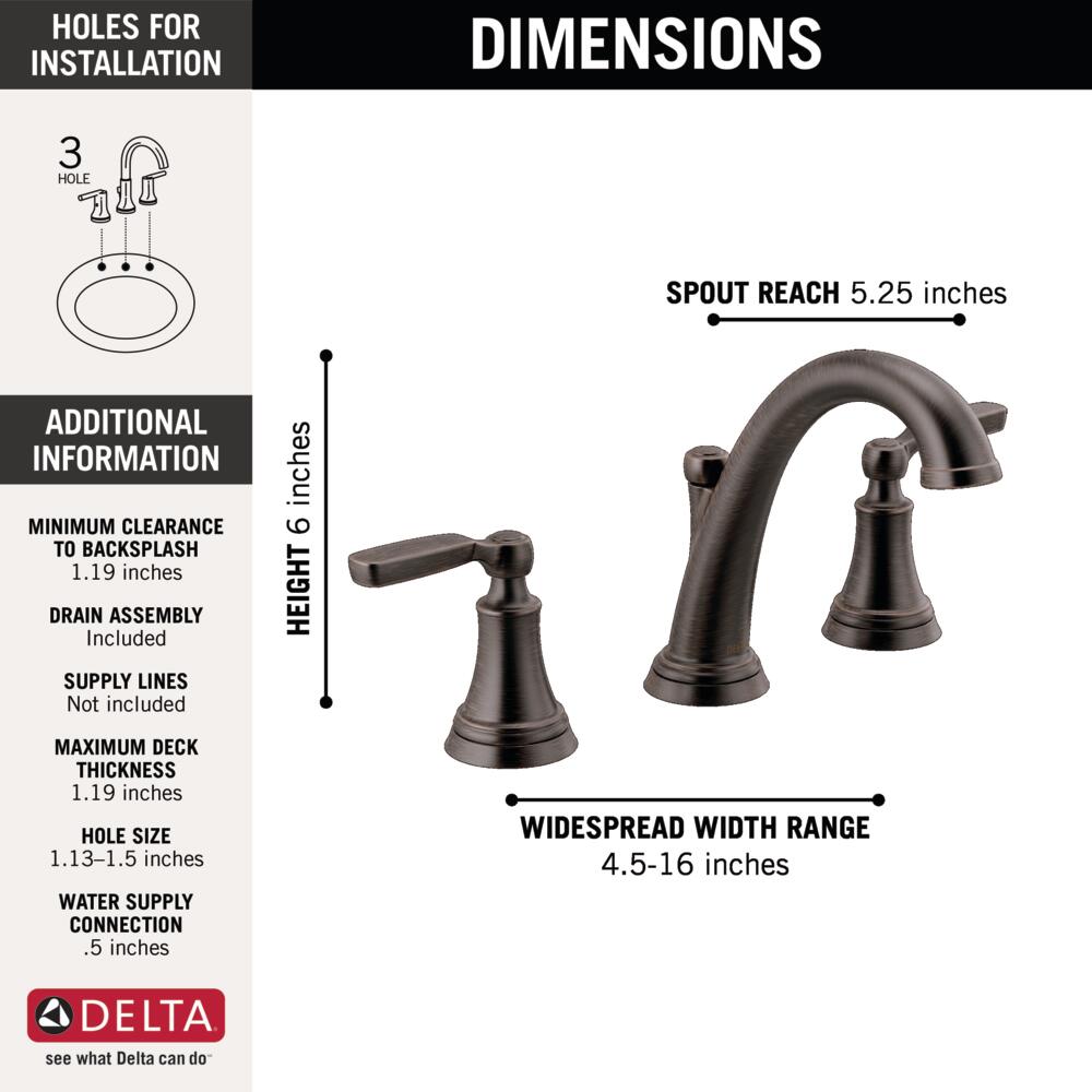 Delta Woodhurst 2 Handle Widespread Bathroom Sink Faucet Certified Refurbished