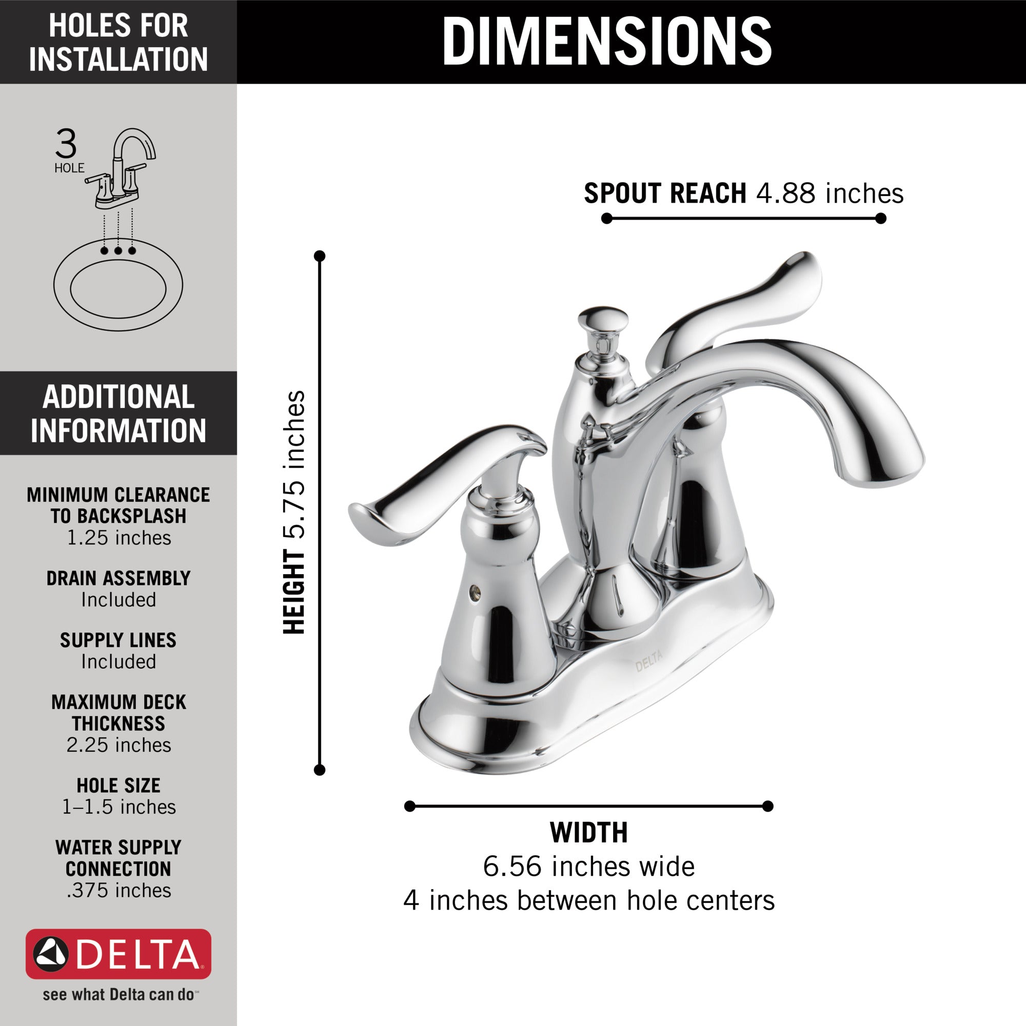 Delta Linden Two Handle Centerset Bathroom Sink Faucet