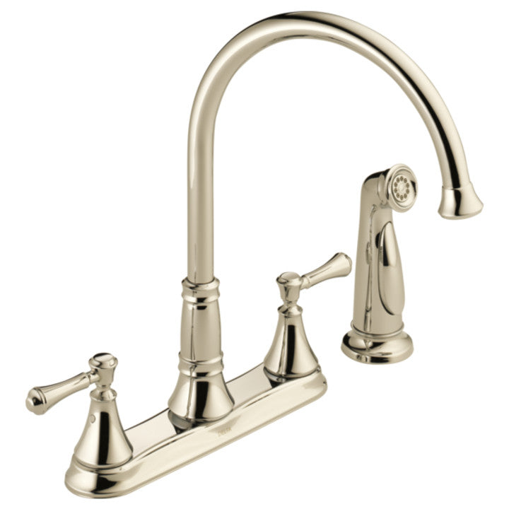 Delta Cassidy Two Handle Kitchen Faucet with Sprayer