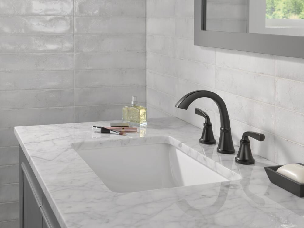 Delta Geist Two Handle Widespread Bathroom Sink Faucet