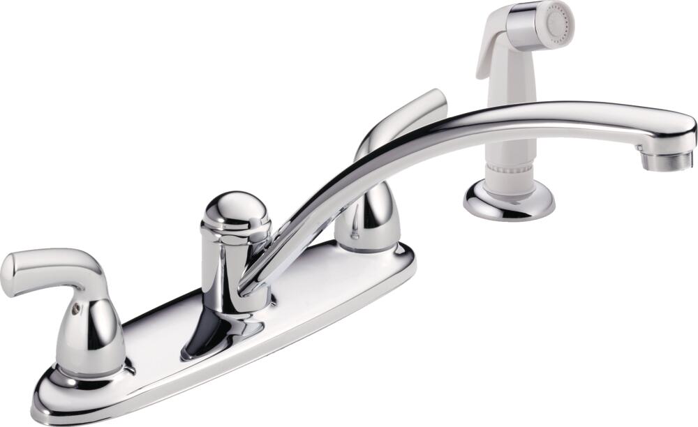 Delta Foundations 2 Handle Kitchen Faucet with Spray Certified Refurbished