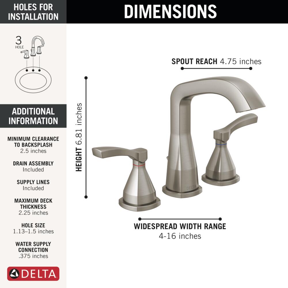 Delta Stryke 2 Handle Widespread Bathroom Sink Faucet Certified Refurbished