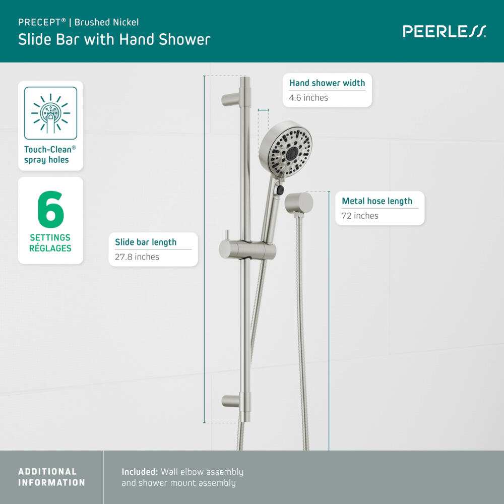 Peerless Precept Slide bar with hand shower