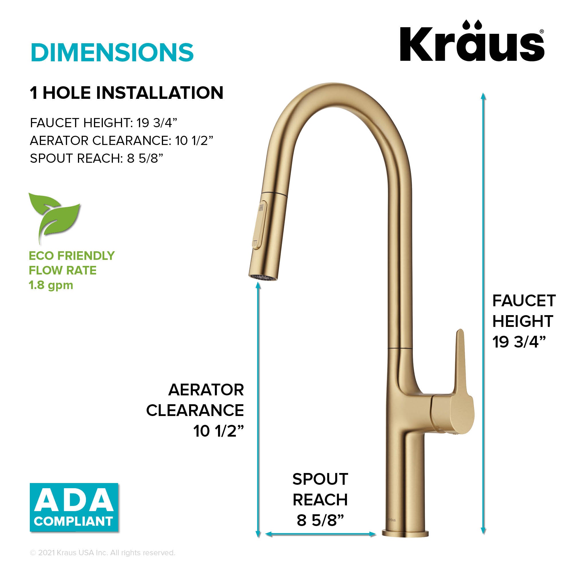 Kraus Oletto Tall Modern Pull-Down Single Handle Kitchen Faucet