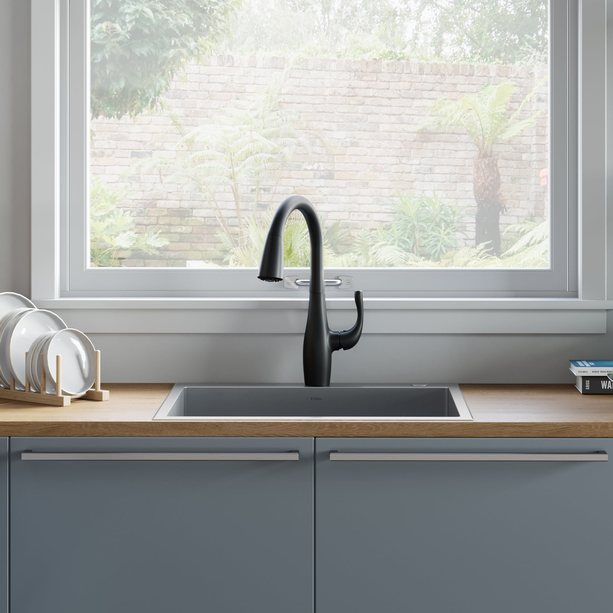 Kraus Esina Matte Black Finish Dual Function Pull-Down Kitchen Faucet