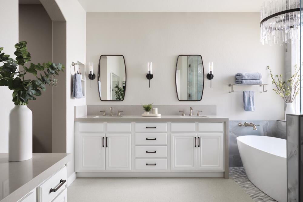 Delta Cassidy Widespread Bathroom with Metal Pop-Up