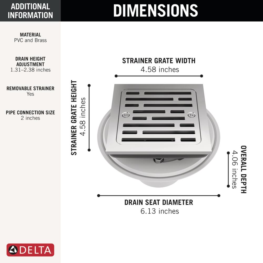 Delta 4 in. Tile-In Square Shower Drain